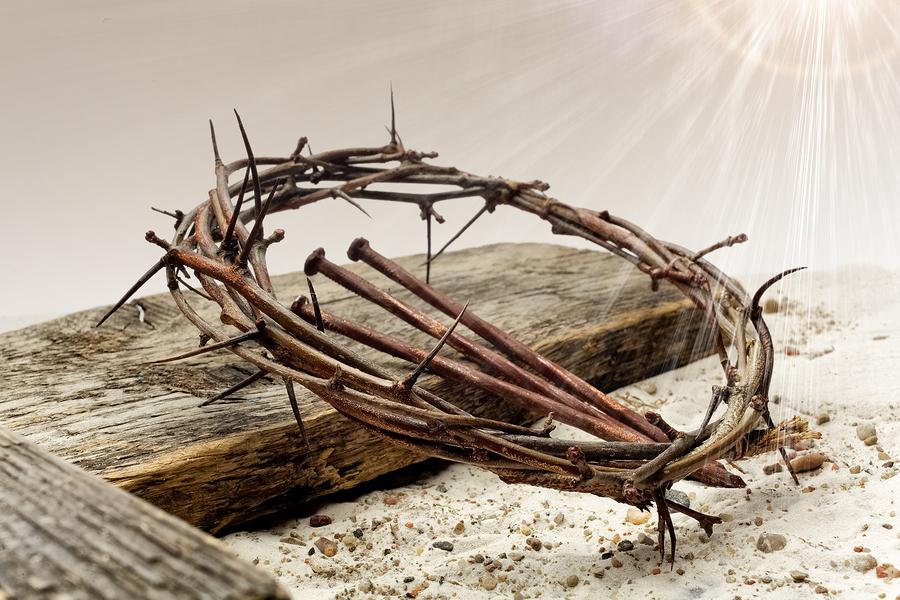 Cross With Jesus Crown Of Thorns And Nails